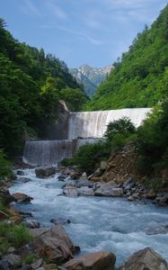 Превью обои водопад, каскад, вода, горы, пейзаж, природа