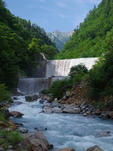 Превью обои водопад, каскад, вода, горы, пейзаж, природа