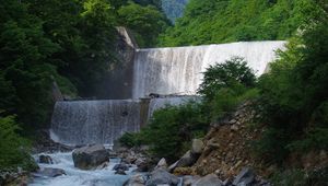 Превью обои водопад, каскад, вода, горы, пейзаж, природа