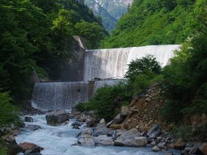 Превью обои водопад, каскад, вода, горы, пейзаж, природа