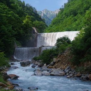 Превью обои водопад, каскад, вода, горы, пейзаж, природа