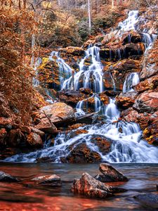 Превью обои водопад, каскад, вода, камни, природа, пейзаж