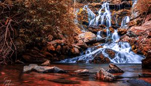 Превью обои водопад, каскад, вода, камни, природа, пейзаж