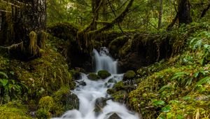 Превью обои водопад, каскад, вода, камни, длинная выдержка