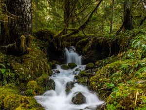 Превью обои водопад, каскад, вода, камни, длинная выдержка