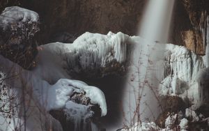 Превью обои водопад, лед, скалы, мороз, зима