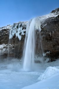 Превью обои водопад, лед, снег, зима, пейзаж