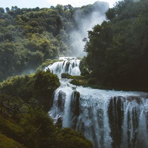 Превью обои водопад, лес, деревья, пейзаж, дикая природа