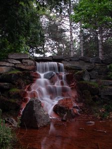Превью обои водопад, лес, вода, камни, природа, пейзаж