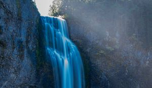 Превью обои водопад, мох, камни, обрыв, скала