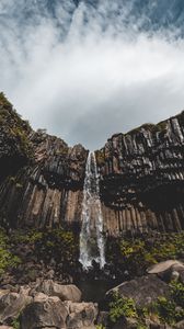 Превью обои водопад, обрыв, каменный, вода, пейзаж