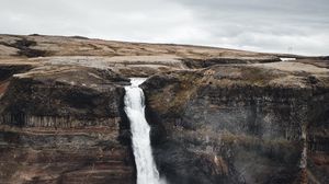 Превью обои водопад, обрыв, каменный, пейзаж, природа