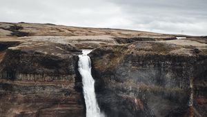 Превью обои водопад, обрыв, каменный, пейзаж, природа