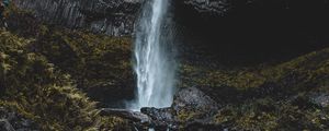 Превью обои водопад, обрыв, камни, вода, брызги