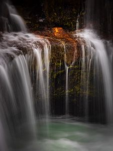 Превью обои водопад, обрыв, пейзаж, природа, длинная выдержка