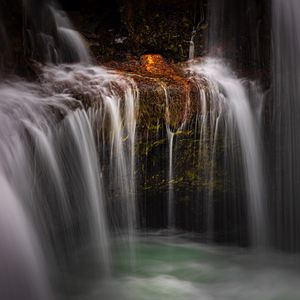 Превью обои водопад, обрыв, пейзаж, природа, длинная выдержка