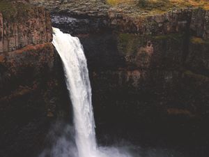 Превью обои водопад, обрыв, поток