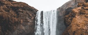 Превью обои водопад, обрыв, река, вода, брызги