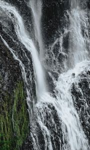 Превью обои водопад, обрыв, скала, вода, ручей