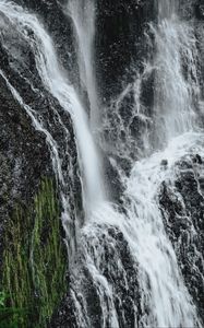 Превью обои водопад, обрыв, скала, вода, ручей