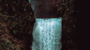 Превью обои водопад, обрыв, скала, вода