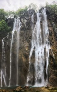 Превью обои водопад, обрыв, скалы, пейзаж, природа