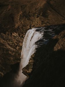 Превью обои водопад, обрыв, течение, исландия