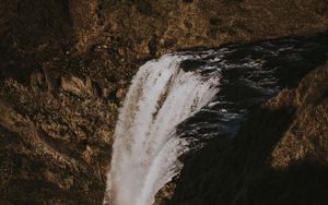 Превью обои водопад, обрыв, течение, исландия