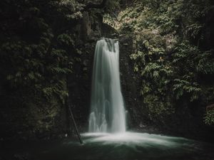 Превью обои водопад, обрыв, вода, поток, природа