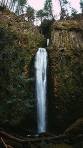 Превью обои водопад, обрыв, вода, поток, природа