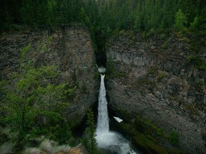 Превью обои водопад, обрыв, вода, деревья, природа