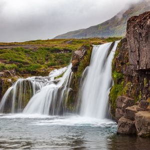 Превью обои водопад, обрыв, вода, пейзаж