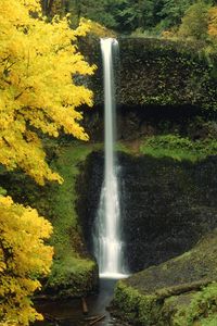 Превью обои водопад, осень, река, течение