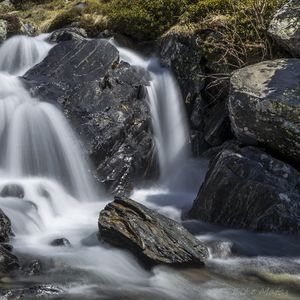 Превью обои водопад, пейзаж, камни, природа, длинная выдержка