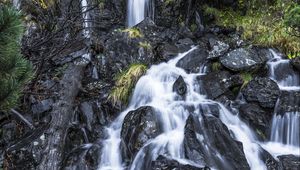 Превью обои водопад, пейзаж, каскад, камни