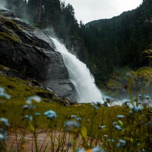 Превью обои водопад, пейзаж, лес