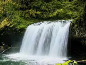 Превью обои водопад, пейзаж, природа, деревья, растения