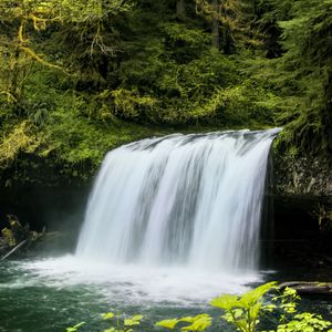 Превью обои водопад, пейзаж, природа, деревья, растения