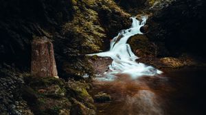 Превью обои водопад, пейзаж, ручей, камни