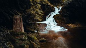 Превью обои водопад, пейзаж, ручей, камни