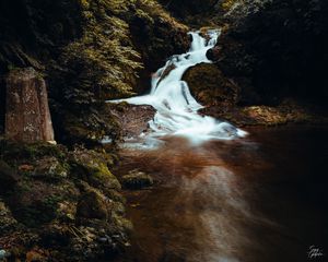 Превью обои водопад, пейзаж, ручей, камни