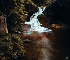 Превью обои водопад, пейзаж, ручей, камни