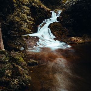 Превью обои водопад, пейзаж, ручей, камни