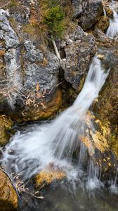 Превью обои водопад, пейзаж, вода, камни, природа