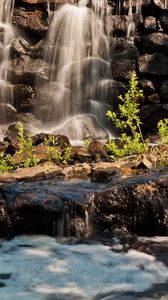 Превью обои водопад, пена, река, горы