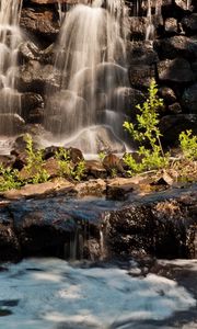 Превью обои водопад, пена, река, горы