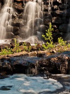 Превью обои водопад, пена, река, горы