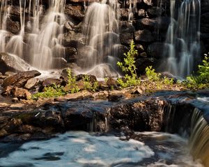 Превью обои водопад, пена, река, горы