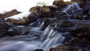 Превью обои водопад, пороги, течение, камни