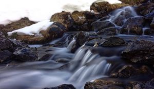 Превью обои водопад, пороги, течение, камни